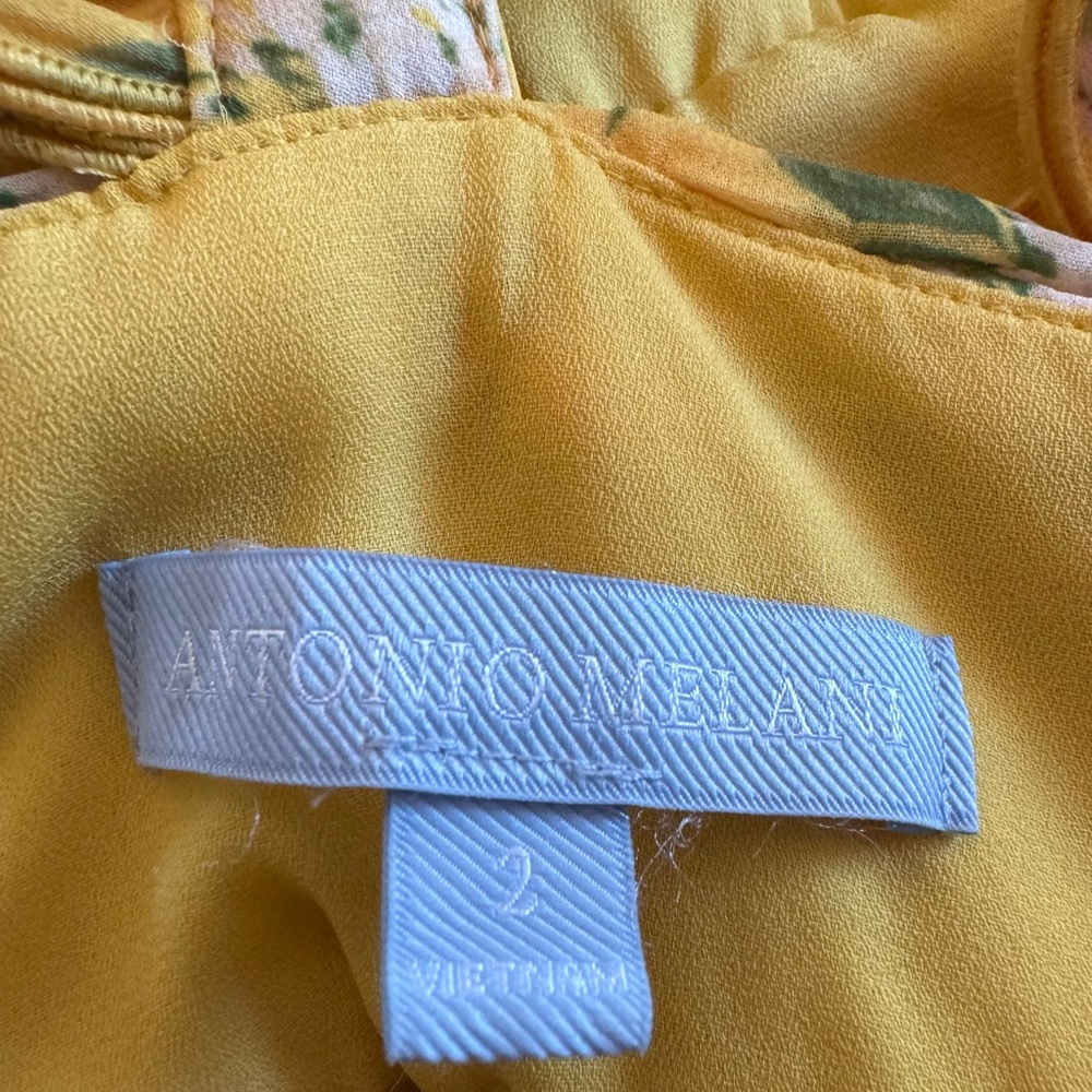 ANTONIO MELANI Yellow Floral V-Neck Maxi Dress - Picture 5 of 6